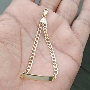 10kt real gold cuban daimond cut id bracelet size 6.5 inches
